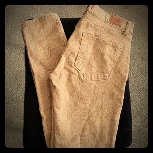BDG jeans, 28W, 30L. Tan, crocodile/reptile print